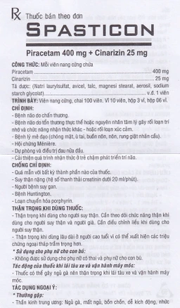 Thuốc Spasticon TV.Pharm điều trị bệnh não do chấn thương (6 vỉ x 10 viên)