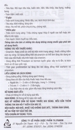 Thuốc Spasticon TV.Pharm điều trị bệnh não do chấn thương (6 vỉ x 10 viên)