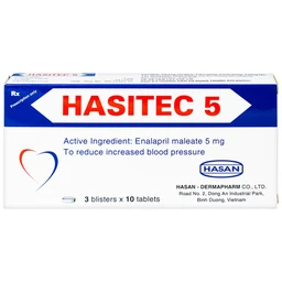 Thuốc Hasitec 5 Hasan điều trị tăng huyết áp, suy tim (3 vỉ x 10 viên)