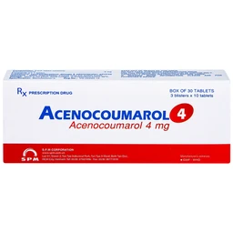 Thuốc Acenocoumarol 4 SPM điều trị và ngăn ngừa bệnh nghẽn mạch (3 vỉ x 10 viên)