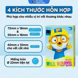 Băng cá nhân trẻ em Pororo Kids Band 4 kích cỡ (20 miếng) Young Chemical 4