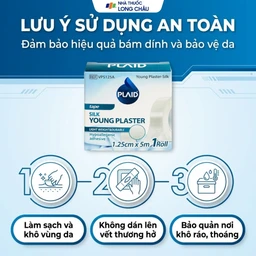 Băng cuộn lụa Plaid Young Plaster-Silk 1.25cmx5m giúp cố định băng gạc và dụng cụ y tế Young Chemical 5