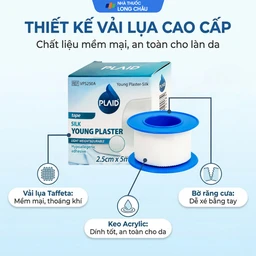 Băng cuộn lụa Plaid Young Plaster-Silk 2.5cmx5m giúp cố định băng gạc và dụng cụ y tế Young Chemical 3