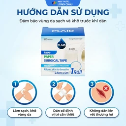 Băng cuộn giấy Plaid Young Plaster-Paper 2.5cmx5m giúp cố định băng gạc và dụng cụ y tế Young chemical 5