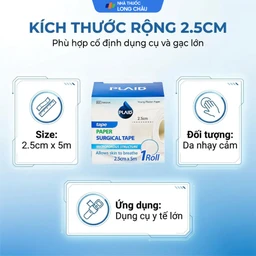 Băng cuộn giấy Plaid Young Plaster-Paper 2.5cmx5m giúp cố định băng gạc và dụng cụ y tế Young chemical 4