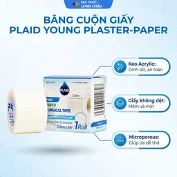 Băng cuộn giấy Plaid Young Plaster-Paper 2.5cmx5m giúp cố định băng gạc và dụng cụ y tế Young chemical 2