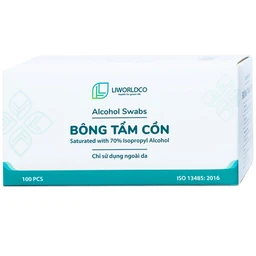 Bông tẩm cồn Alcohol Swabs Liworldco (100 miếng) làm sạch và khử trùng da trước khi tiêm