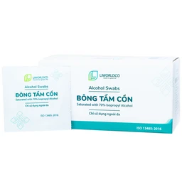 Bông tẩm cồn Alcohol Swabs Liworldco (100 miếng) làm sạch và khử trùng da trước khi tiêm
