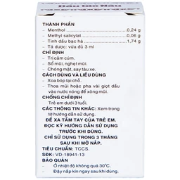 Dầu gió Nâu Pharmedic điều trị cảm cúm, sổ mũi, nghẹt mũi (3ml)