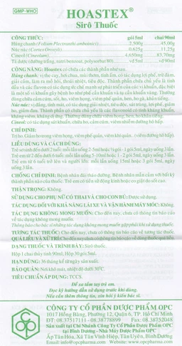 Siro HoAstex OPC điều trị ho, giảm ho trong viêm họng, viêm phế quản (30 gói x 5ml)