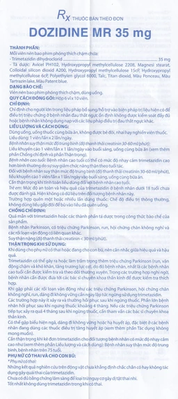Thuốc Dozidine MR 35mg Domesco điều trị triệu chứng đau thắt ngực ổn định (6 vỉ x 10 viên)