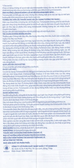 Thuốc Dozidine MR 35mg Domesco điều trị triệu chứng đau thắt ngực ổn định (6 vỉ x 10 viên)