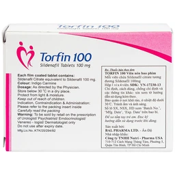 Thuốc Torfin 100mg Bal Pharma điều trị các tình trạng rối loạn cương dương (1 vỉ x 4 viên)