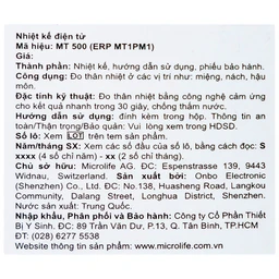 Nhiệt kế điện tử đo thân nhiệt Microlife MT500