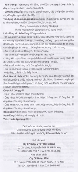 Siro Snapcef 16mg/10ml Hải Dương bổ sung kẽm, tăng cường sức đề kháng (20 ống x 10ml) 