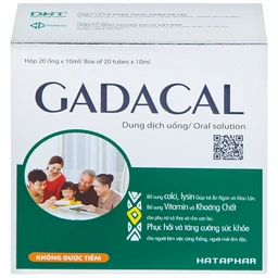 Dung dịch uống Gadacal Hà Tây bổ sung Calci, Lysin và các Vitamin (20 ống x 10ml)