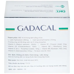 Dung dịch uống Gadacal Hà Tây bổ sung Calci, Lysin và các Vitamin (20 ống x 10ml)
