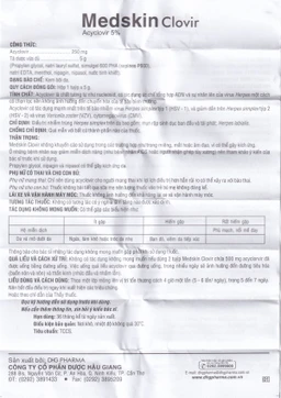 Kem bôi da Medskin Clovir 5% DHG Pharma điều trị nhiễm trùng Herpes simplex (5g)