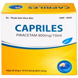 Thuốc Capriles 800mg/10ml Hà Tây điều trị rung giật cơ, thiếu máu não (20 ống x 10ml)