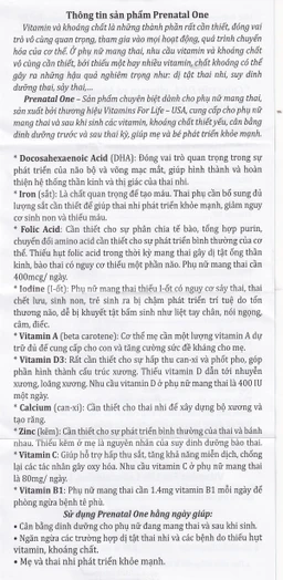 Viên uống cung cấp DHA, Vitamin và khoáng chất cho phụ nữ mang thai và sau sinh Prenatal One Vitamins For Life (30 viên)