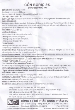 Dung dịch nhỏ tai Cồn Boric 3% Dược 3-2 phòng viêm tai (10ml)