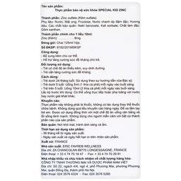 Siro bổ sung kẽm, hỗ trợ tăng sức đề kháng cho trẻ Special Kid Zinc hương dâu (125ml)