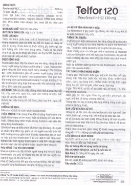 Thuốc Telfor 120 DHG điều trị các triệu chứng viêm mũi dị ứng (2 vỉ x 10 viên)