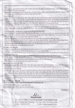 Viên nén Mexcold 650 Imexpharm giảm đau hạ sốt (10 vỉ x 10 viên)