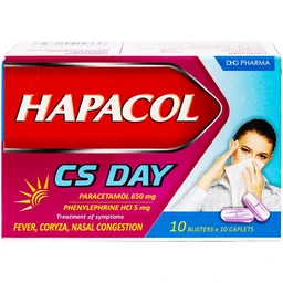 Thuốc Hapacol CS Day DHG điều trị sốt, sổ mũi, sung huyết mũi (10 vỉ x 10 viên)
