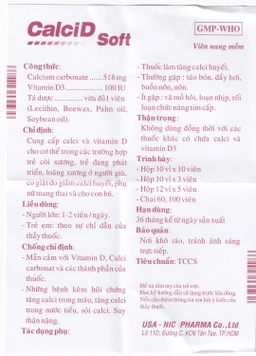 Thuốc Calcid Soft cung cấp Calci và Vitamin D, giúp xương chắc khỏe (10 vỉ x 10 viên)