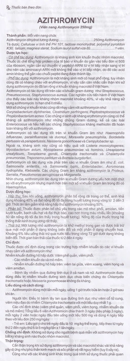 Thuốc Azithromycin 250 Armephaco điều trị nhiễm khuẩn (1 vỉ x 6 viên)