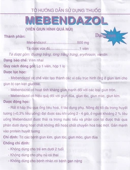 Viên nhai Mebendazol 500mg Nam Hà điều trị các loại giun tròn (1 viên)