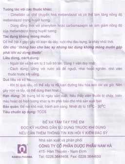 Viên nhai Mebendazol 500mg Nam Hà điều trị các loại giun tròn (1 viên)