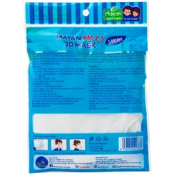 Khẩu trang 4 lớp Mayan 3D Mask Medi màu trắng (5 cái) ngăn bụi mịn PM 2.5, ngăn ngừa 99% vi khuẩn