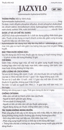 Thuốc nhỏ mũi Jazxylo Gia Nguyễn giảm ngạt mũi, sổ mũi, sung huyết (10ml)