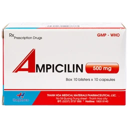 Thuốc Ampicilin 500mg Thephaco điều trị nhiễm khuẩn (10 vỉ x 10 viên)