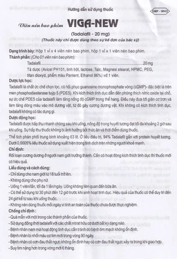 Thuốc Viga-New 20mg Armephaco điều trị rối loạn cương dương (1 vỉ x 4 viên)