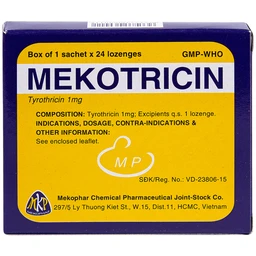 Viên ngậm Mekotricin 1mg Mekophar điều trị viêm họng, amidan cấp tính, viêm miệng, viêm lợi (24 viên)