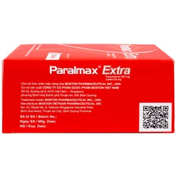 Viên nén Paralmax Extra 500mg/65mg Boston giảm đau nhẹ đến trung bình và hạ sốt  (15 vỉ x 12 viên)