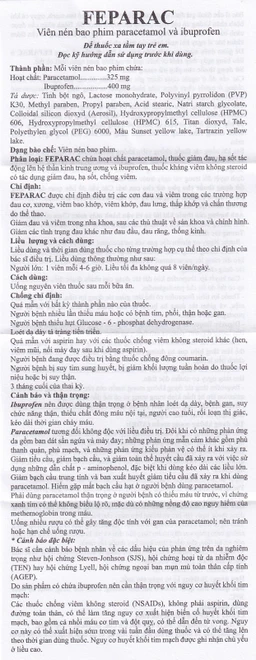 Thuốc Feparac USP giảm đau và kháng viêm (10 vỉ x 10 viên)