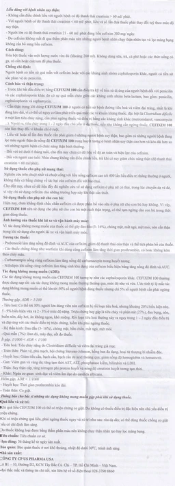 Bột pha hỗn dịch uống Cefixim 100 USP điều trị nhiễm khuẩn (10 gói x 1.5g)