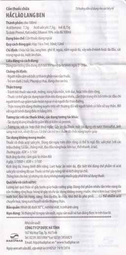 Cồn thuốc chữa Hắc Lào Lang Ben Hadiphar (10ml)