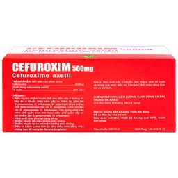 Thuốc Cefuroxim 500mg Vidipha điều trị nhiễm khuẩn (10 vỉ x 10 viên)