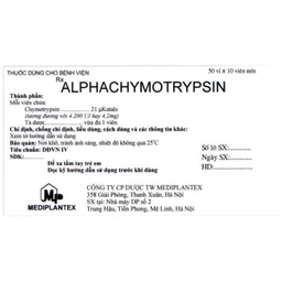 Thuốc Alphachymotrypsin Mediplantex điều trị phù nề, sưng do chấn thương, phẫu thuật (50 vỉ x 10 viên)