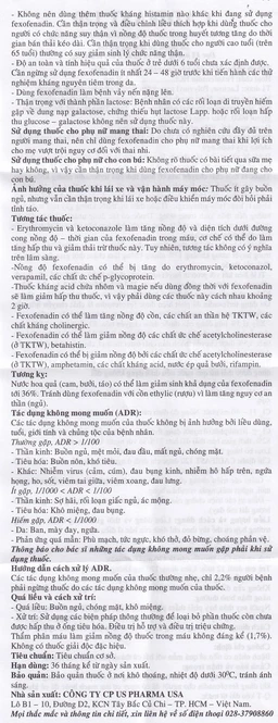 Thuốc Cadifast 120 USA Pharma điều trị mày đay mạn tính vô căn, giảm viêm mũi dị ứng (3 vỉ x 10 viên)
