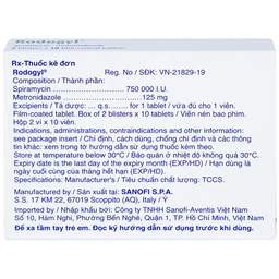 Thuốc Rodogyl Sanofi điều trị nhiễm khuẩn xoang hàm (2 vỉ x 10 viên)
