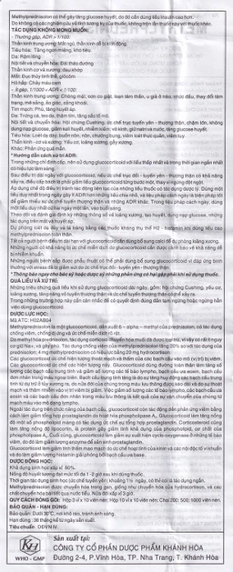 Thuốc Methylprednisolon 16 Khapharco kháng viêm, điều trị viêm khớp dạng thấp, lupus ban đỏ hệ thống (10 vỉ x 10 viên)