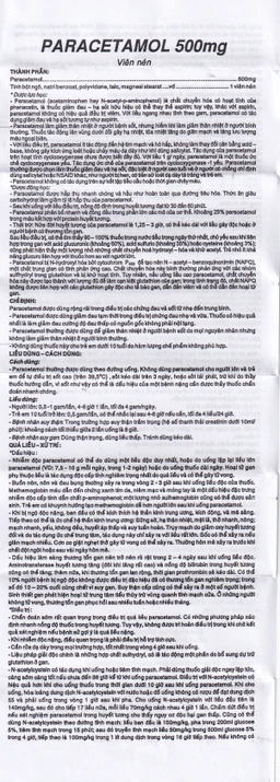 Viên nén Paracetamol 500mg Armepharco điều trị các chứng đau và sốt (10 vỉ x 10 viên) 