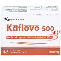 Thuốc Kaflovo 500 Khapharco điều trị nhiễm khuẩn do vi khuẩn, viêm phổi, nhiễm khuẩn da (10 vỉ x 5 viên)
