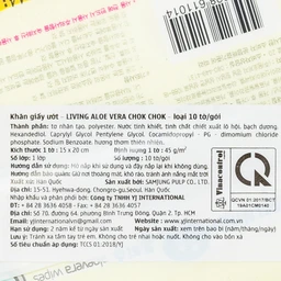 Khăn ướt Living Chok Chok Aloe Vera mềm mại, không xơ, an toàn (10 miếng)